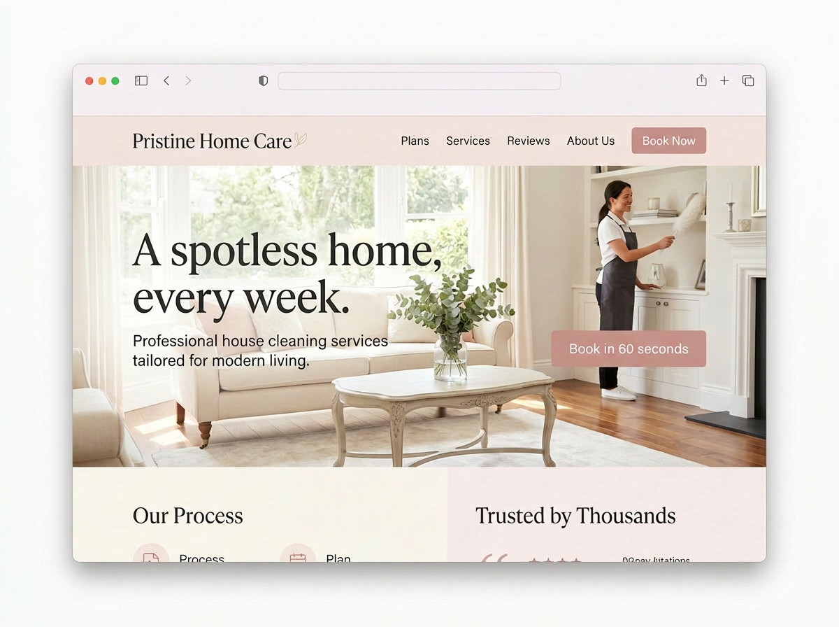 Pristine Home Care website mockup