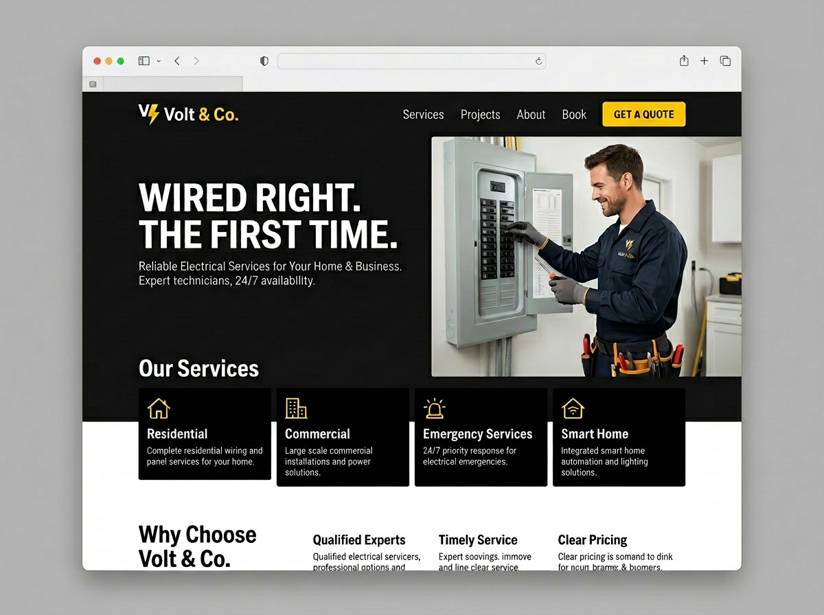 Volt & Co. website mockup