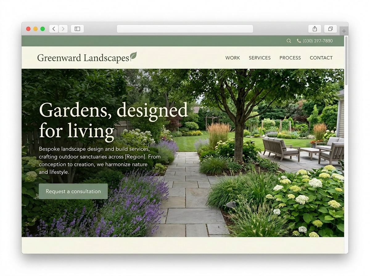 Greenward Landscapes website mockup