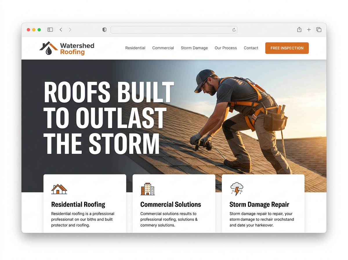 Watershed Roofing website mockup